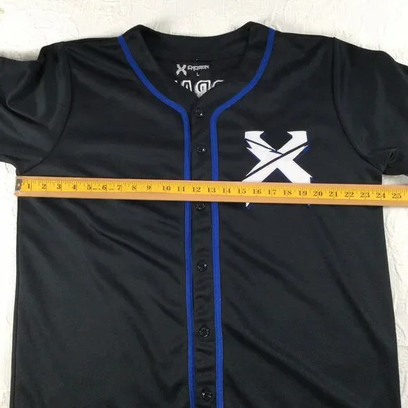 Excision X Headbanger DJ EDM Rave Blue Black Baseball Jersey Mens Large Party - Picture 8 of 8